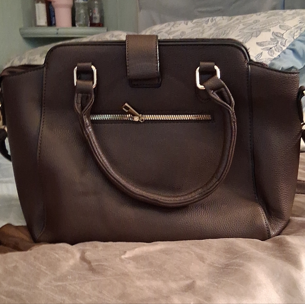 Classic Structured Black Satchel Handbag